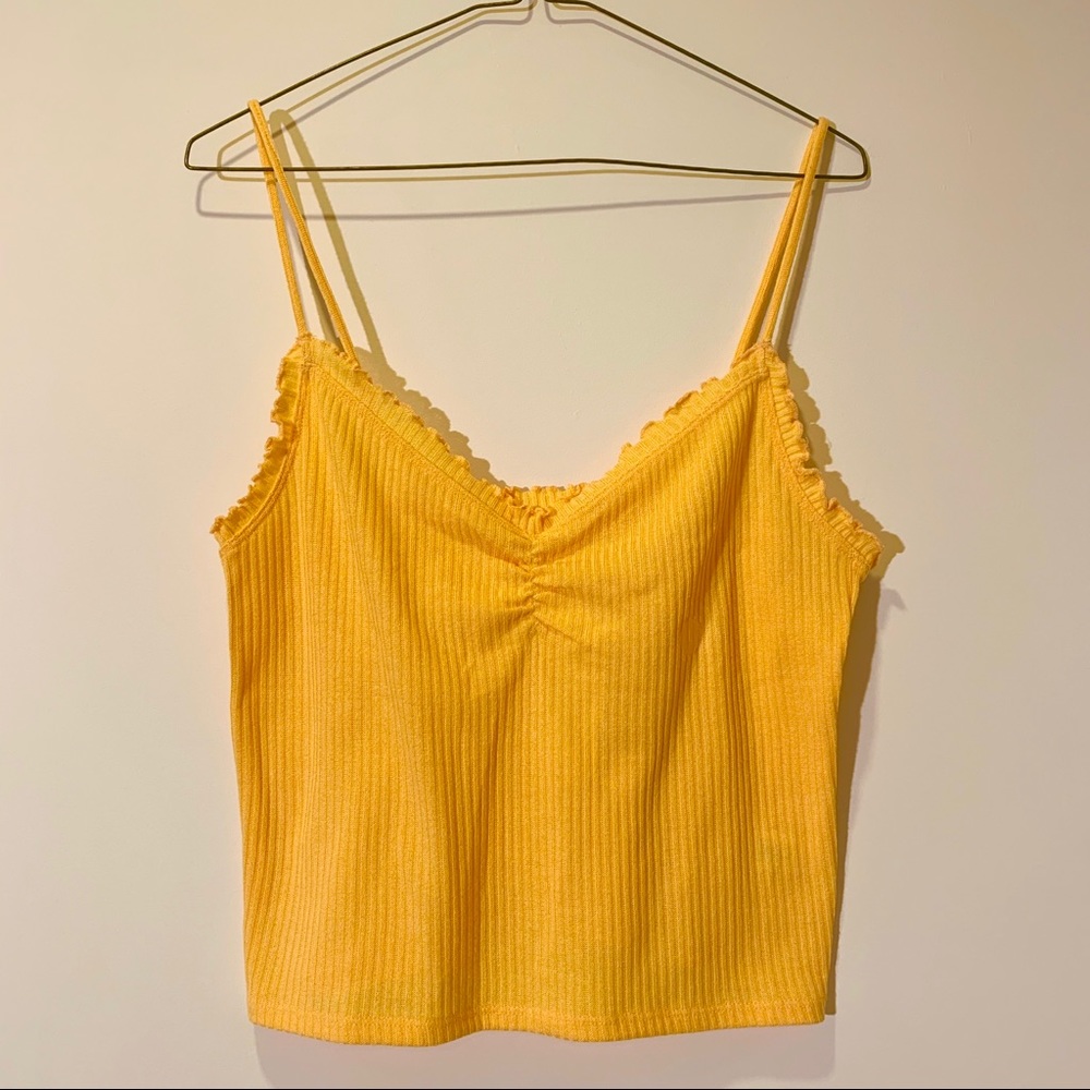 Yellow Ribbed Crop Top